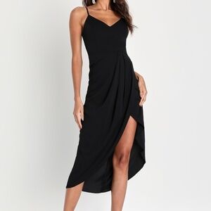 NWT Lulus Reinette Black Midi Dress - Size XS